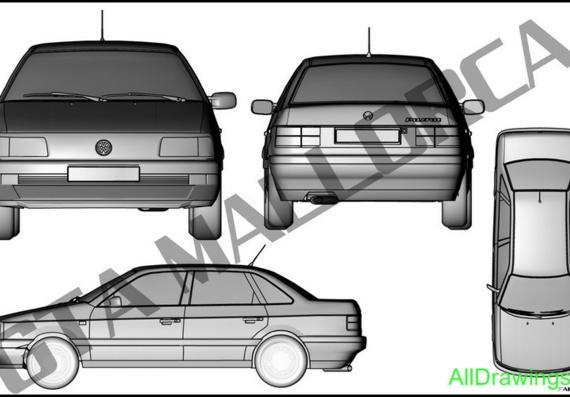 Volkswagen Passat (B3) (Фольцваген Пассат (Б3)) - чертежи (рисунки) автомобиля